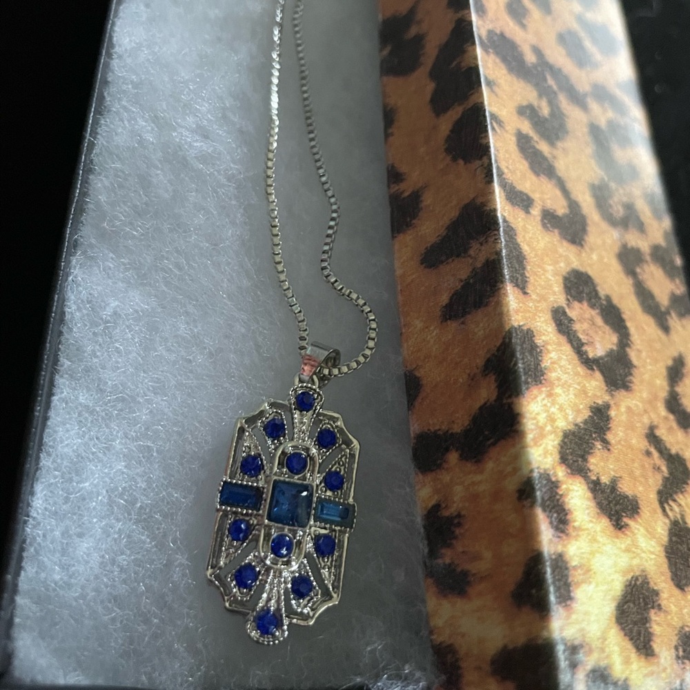 New Royal Blue Classic Silver Necklace and Charm